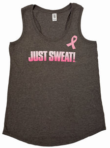 Ladie's Tri Racerback Tank (Grey Frost) Limited Edition Breast Cancer Awareness Pink Ribbon
