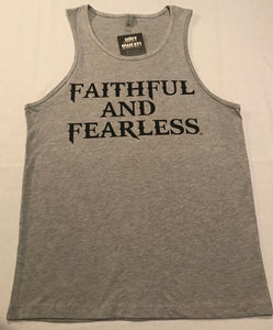 MENS FAITHFUL AND FEARLESS GREY MUSCLE TANK