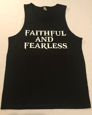 MENS FAITHFUL AND FEARLESS BLACK MUSCLE TANK