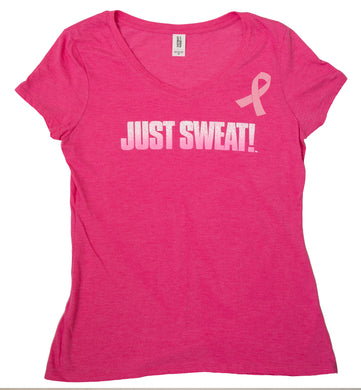 Ladies Tri V-Neck Tee (Pink Frost) Limited Edition Breast Cancer Awareness Pink Ribbon