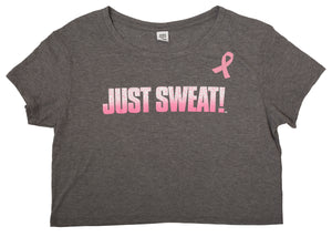 Junior's Relaxed Crop Tee (Grey Frost) Limited Edition Breast Cancer Awareness Pink Ribbon
