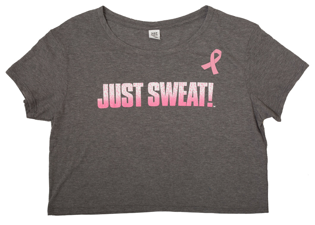 Junior's Relaxed Crop Tee (Grey Frost) Limited Edition Breast Cancer Awareness Pink Ribbon