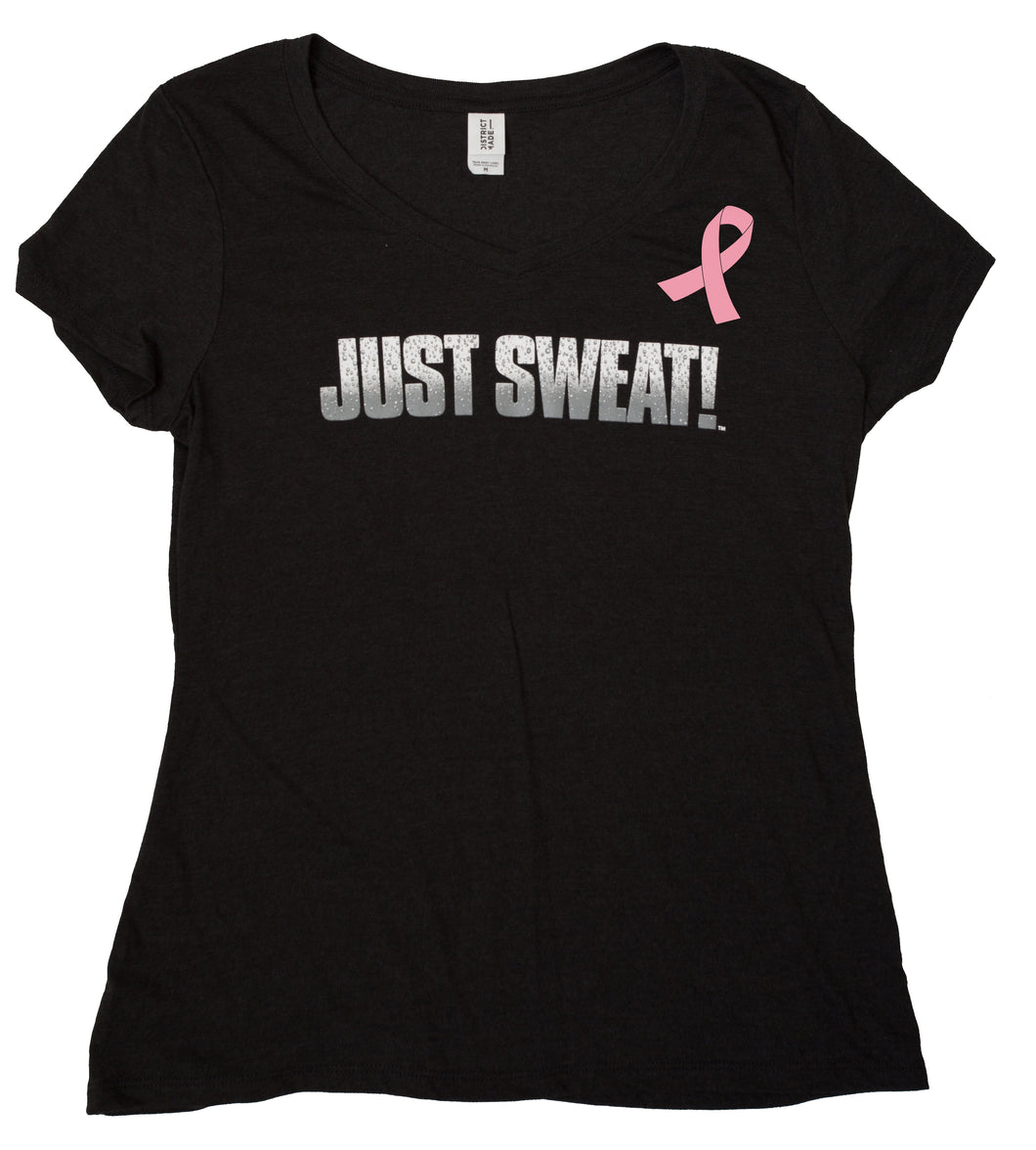Ladies Tri V-Neck Tee (Black Frost) Limited Edition Breast Cancer Awareness Pink Ribbon