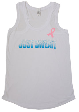 Ladie's Tri Racerback Tank (White) Limited Edition Breast Cancer Awareness Pink Ribbon